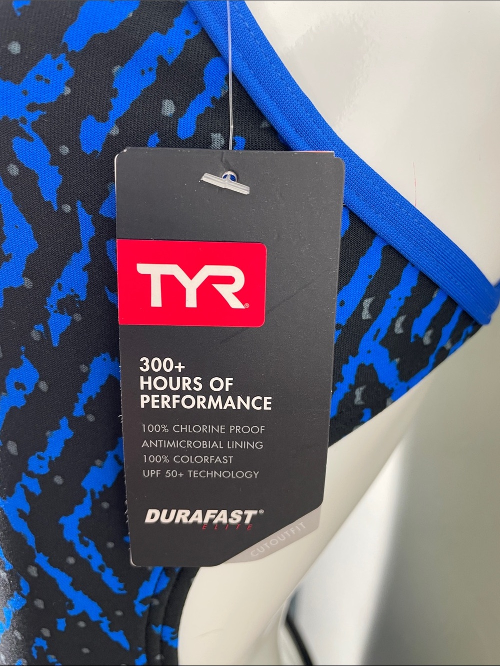 TYR Blue and Black Patterned Training One-Piece Swimsuit - Picture 5 of 7